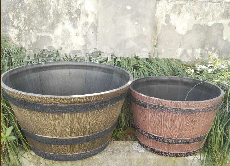 仿木塑料木桶花盆